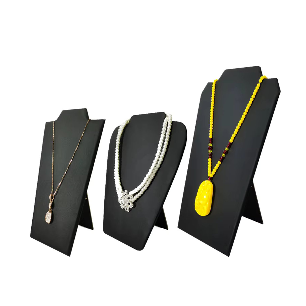 Schmuckständer Set von TREACHI aus schwarzem PU-Leder für Halsketten, Anhänger und Armbänder - Bild 2