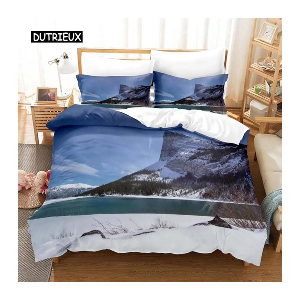 Schneelandschaft Bettwäsche Kollektion mit 3D Digitaldruck, Queen Size Bettbezug Set, 70 x 133 cm - Bild 1