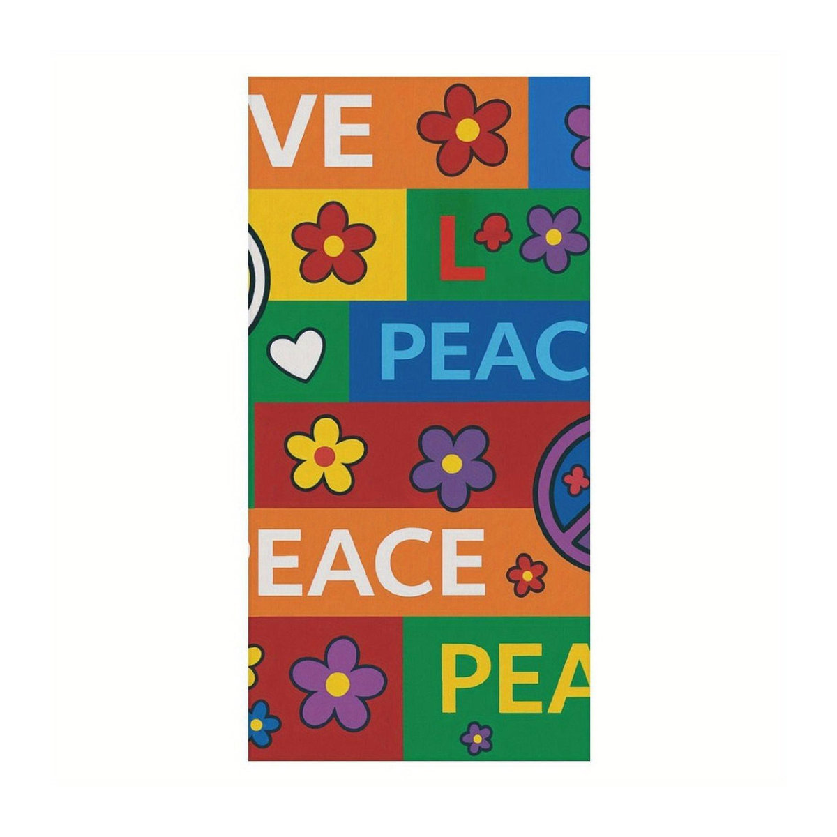 Schnelltrocknendes Mikrofaser-Strandtuch mit LOVE PEACE Blumenmuster in Multicolor, ideal als Bade-, Pool- oder Fitnessstudio-Handtuch, Breite: 40 cm, Höhe: 60 cm - Bild 4