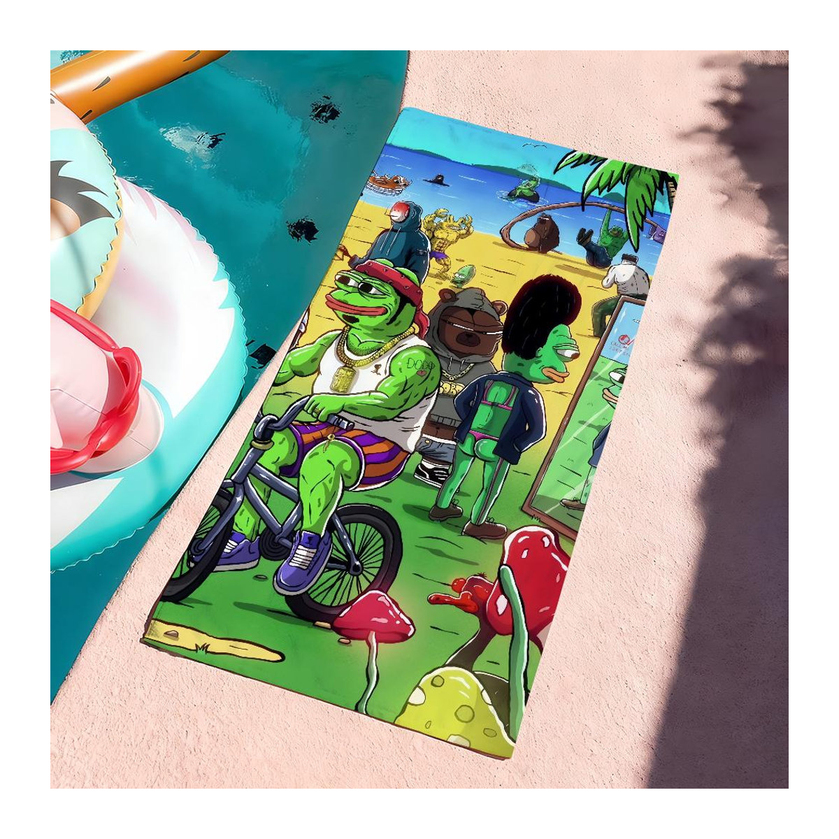 Schnelltrocknendes Strandhandtuch mit Pepe der Frosch Motiv von Shanika Chen, Multicolor, Breite: 40 cm, Höhe: 60 cm - Bild 2