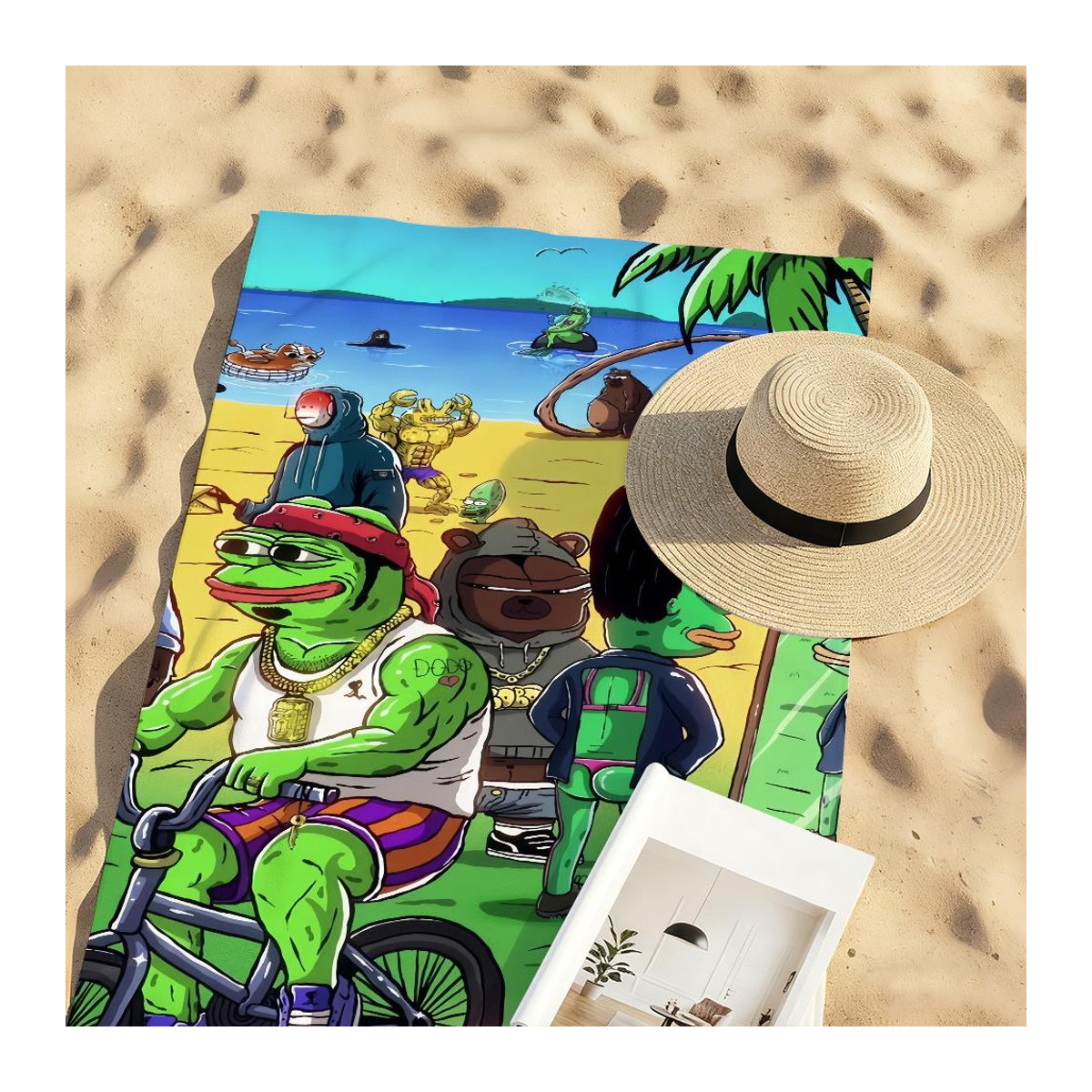 Schnelltrocknendes Strandhandtuch mit Pepe der Frosch Motiv von Shanika Chen, Multicolor, Breite: 40 cm, Höhe: 60 cm - Bild 3