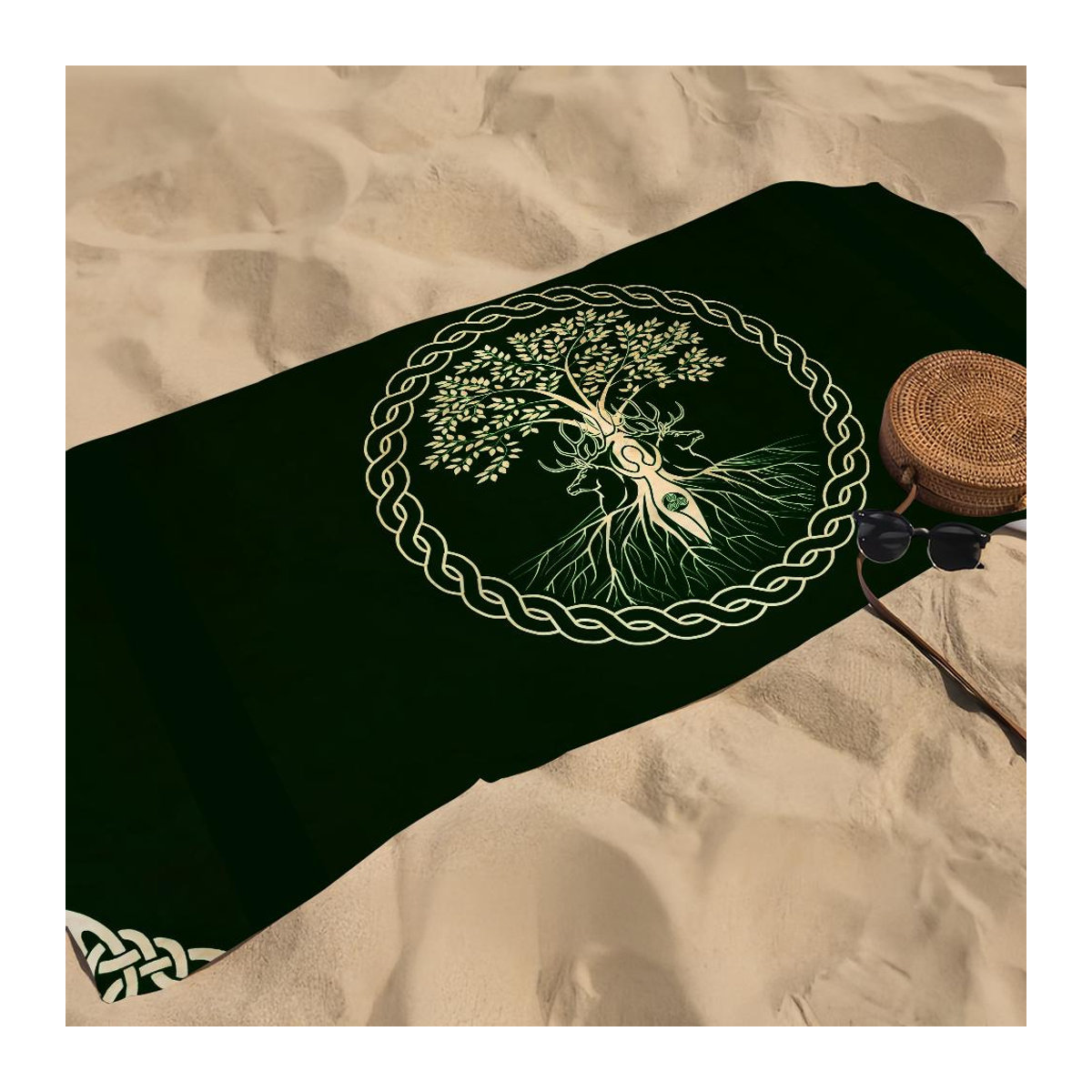 Schnelltrocknendes Strandtuch Baum des Lebens Yggdrasil Design, weich und saugfähig, Breite: 30 cm, Höhe: 60 cm - Bild 1
