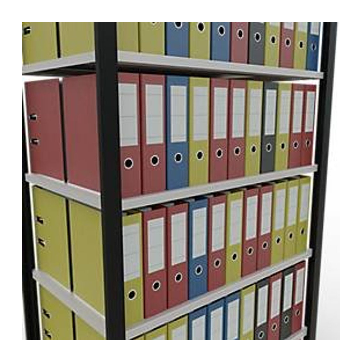 Schulte Lagertechnik Büroregal Stecksystem MultiPlus150 Grundregal mit 7 Fachböden ohne Mittelanschlag, Schwarz/Lichtgrau, B: 100 cm, T: 60 cm, H: 230 cm - Bild 1