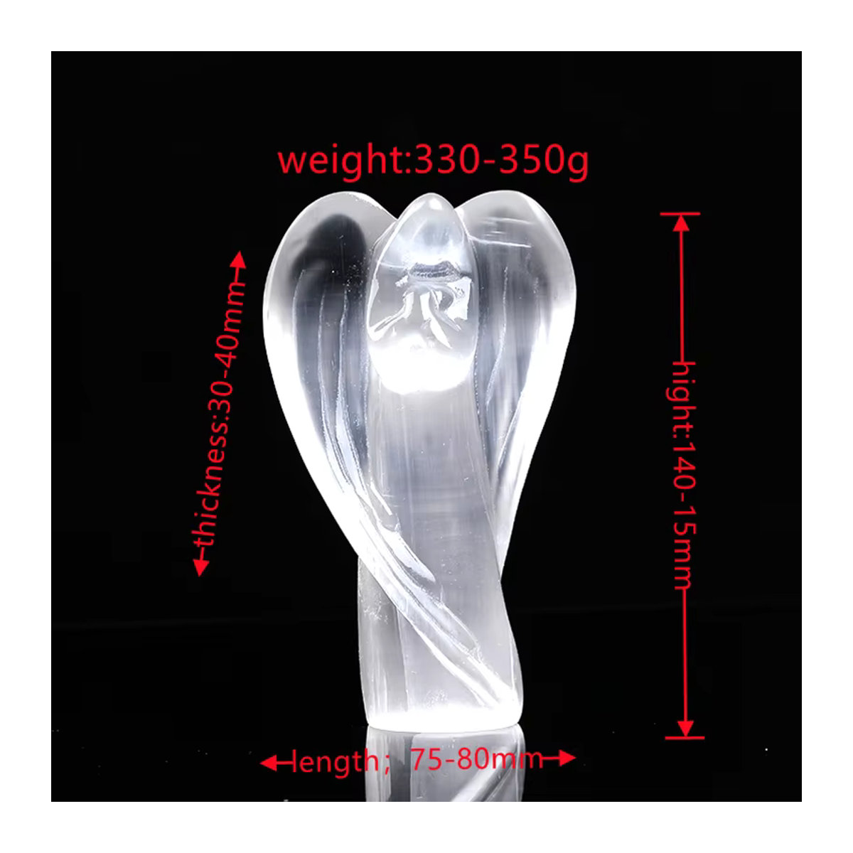 Schutzengel Figur aus weißem Selenit von Harmonious Crystalloid, handgeschnitzter Naturkristall in minimalistischem Design - Bild 2