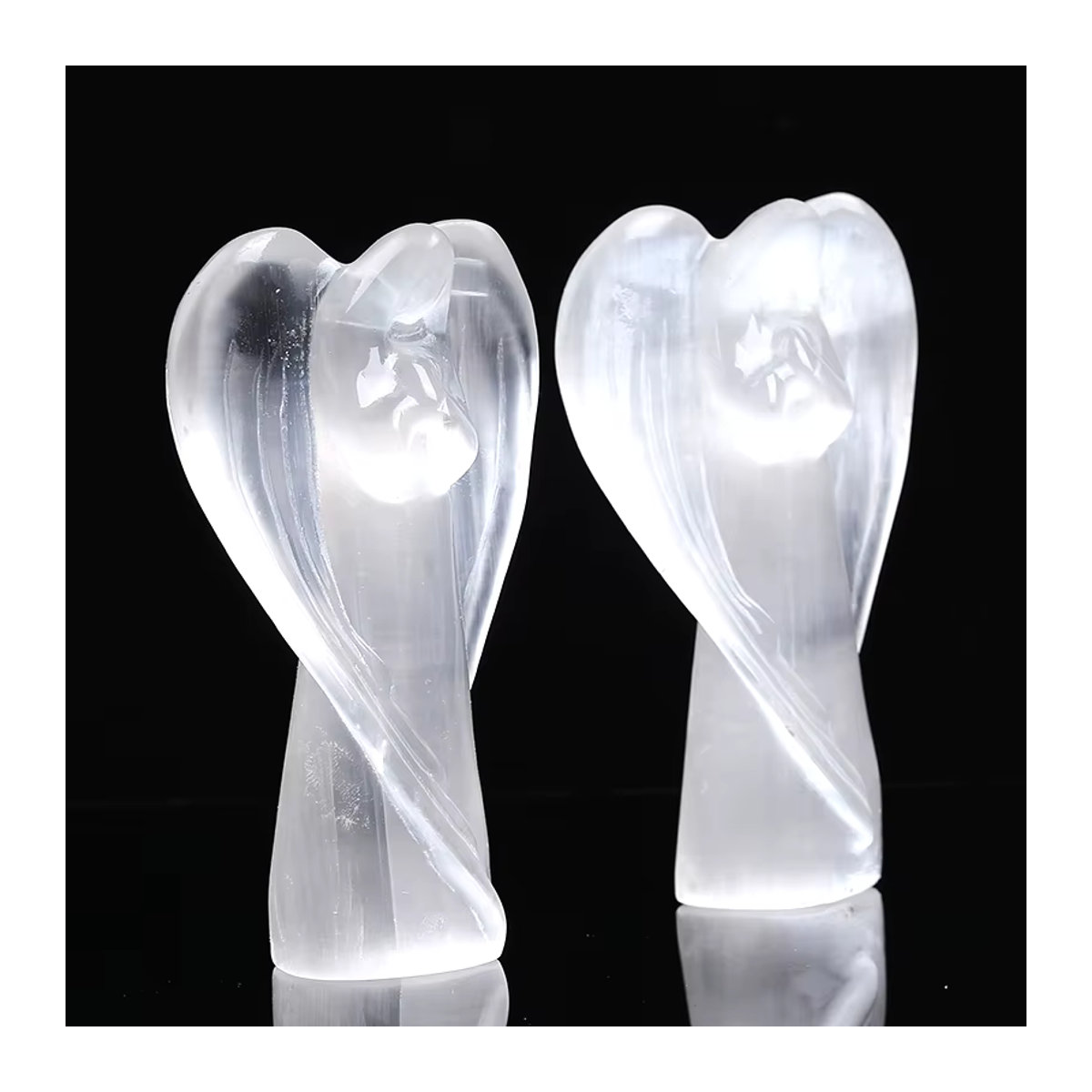 Schutzengel Figur aus weißem Selenit von Harmonious Crystalloid, handgeschnitzter Naturkristall in minimalistischem Design - Bild 4