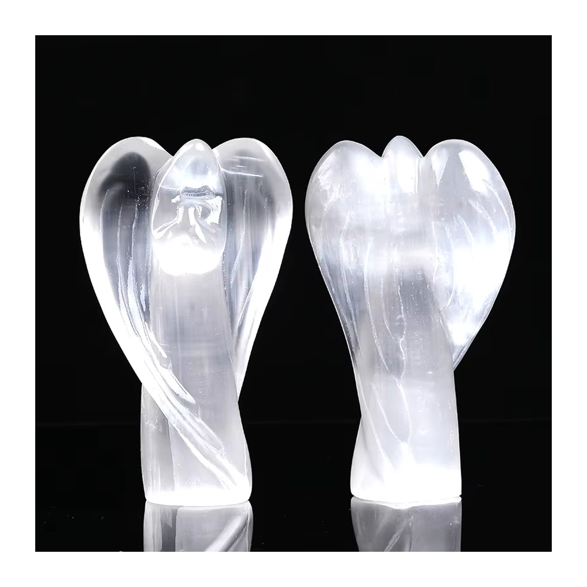 Schutzengel Figur aus weißem Selenit von Harmonious Crystalloid, handgeschnitzter Naturkristall in minimalistischem Design - Bild 5