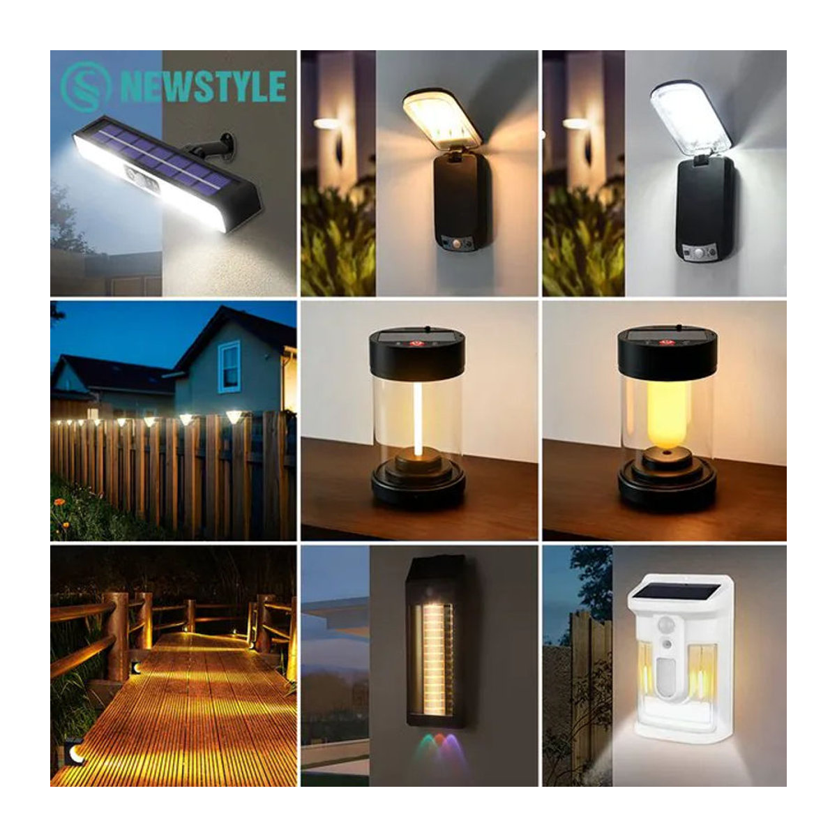 Schwarz Retro Solar-Wandleuchte mit Wolframfaden im minimalistischen Design für Garten und Terrasse - Bild 1