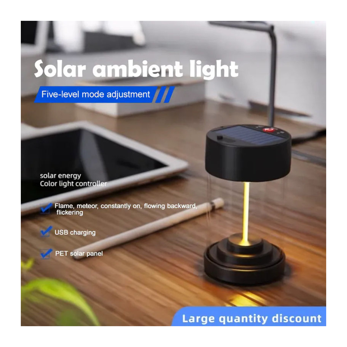 Schwarz Retro Solar-Wandleuchte mit Wolframfaden im minimalistischen Design für Garten und Terrasse - Bild 3