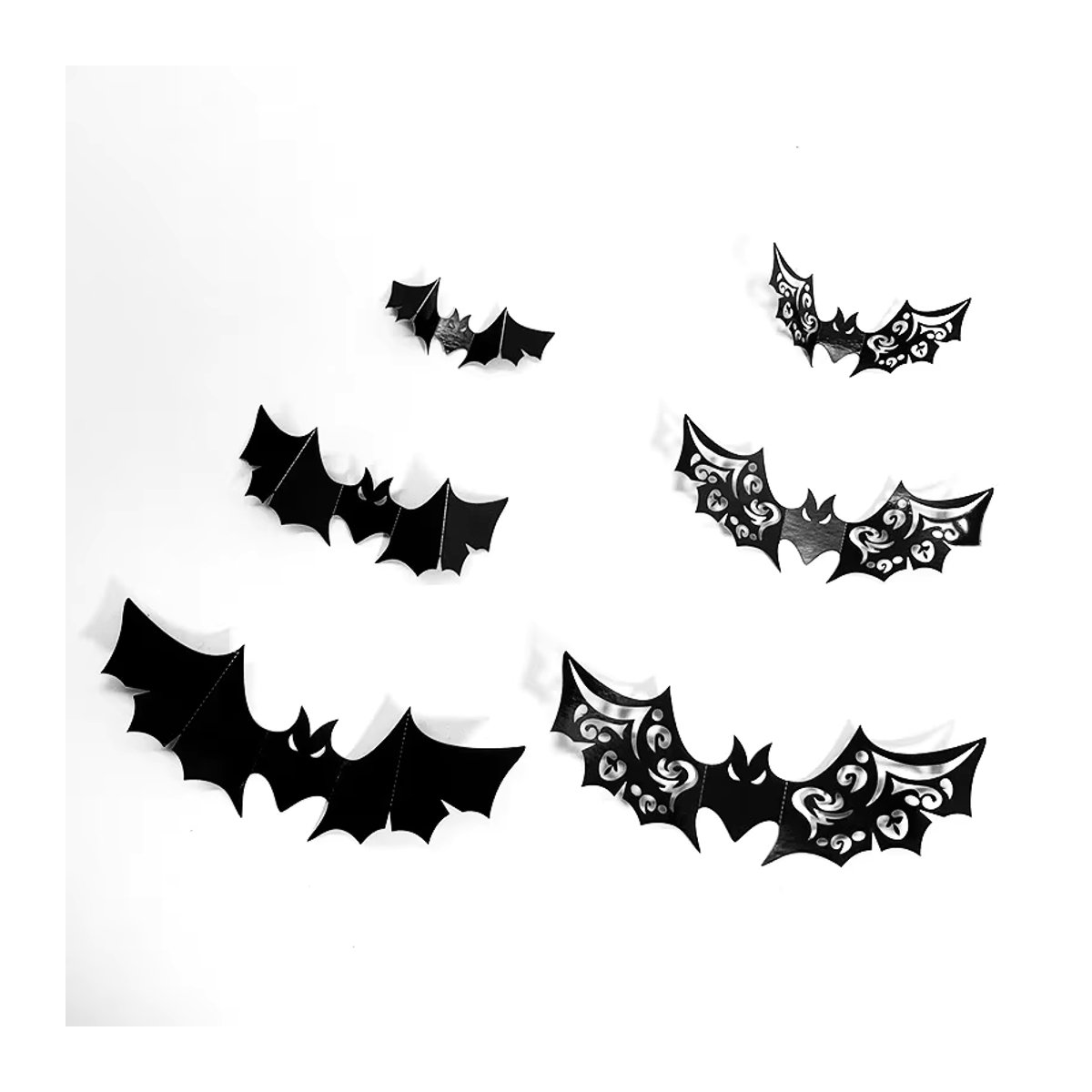 Schwarze 3D Fledermaus Wanddekoration aus PVC für deine Halloween Party Indoor - Bild 4