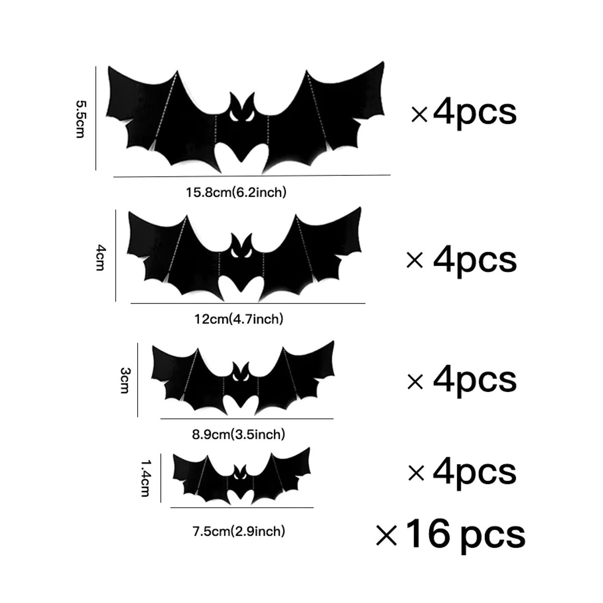 Schwarze 3D Fledermaus Wanddekoration aus PVC für deine Halloween Party Indoor - Bild 5