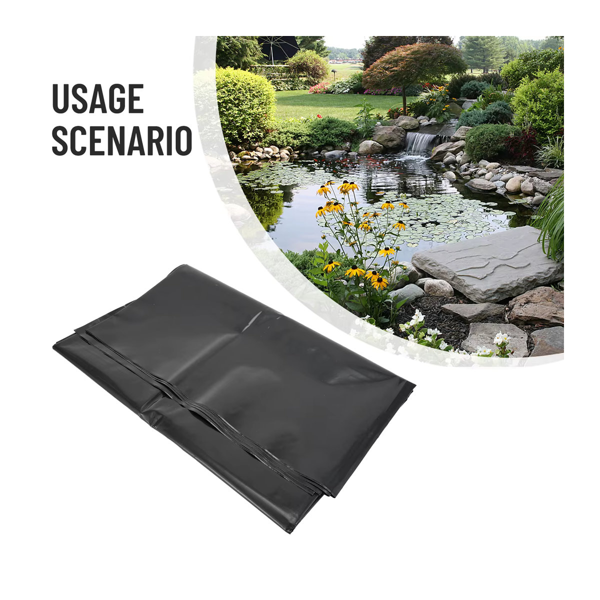 Schwarze Fischteich-Einlage aus PE-Membran für Garten und Landschaftsbau - Bild 3