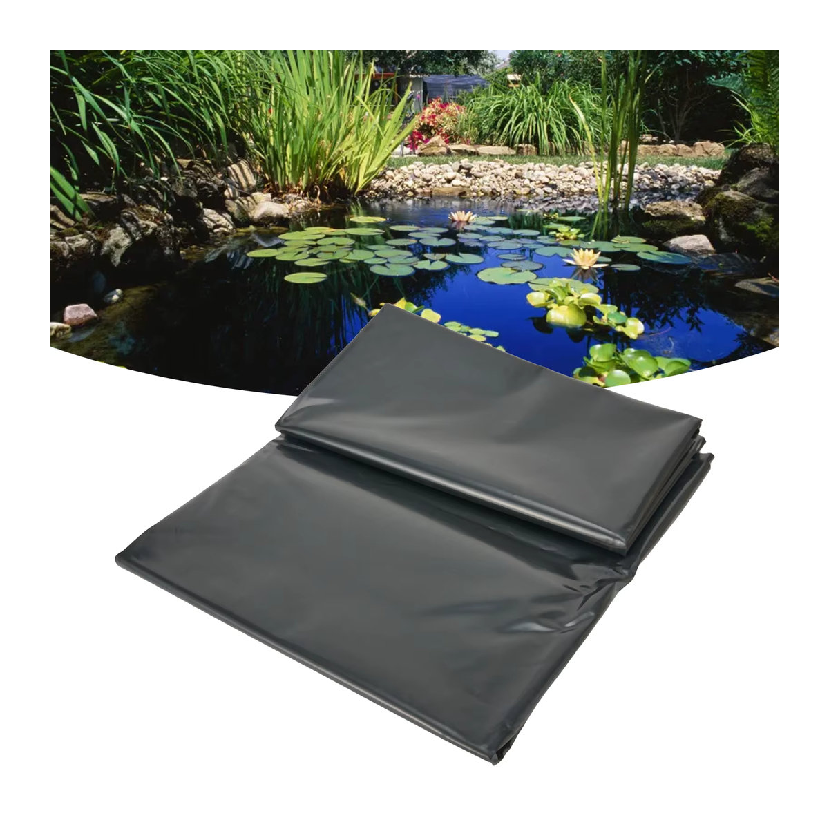 Schwarze Fischteich-Einlage aus PE-Membran für Garten und Landschaftsbau - Bild 4
