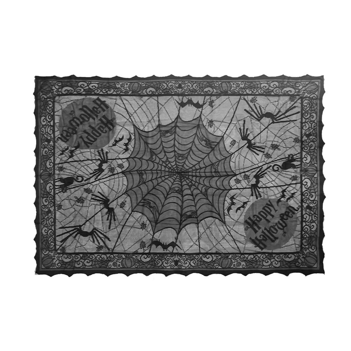 Schwarze Halloween Tischdecke aus Spitze im Spinnennetz-Design, B/B: 200 x 140 cm - Bild 3