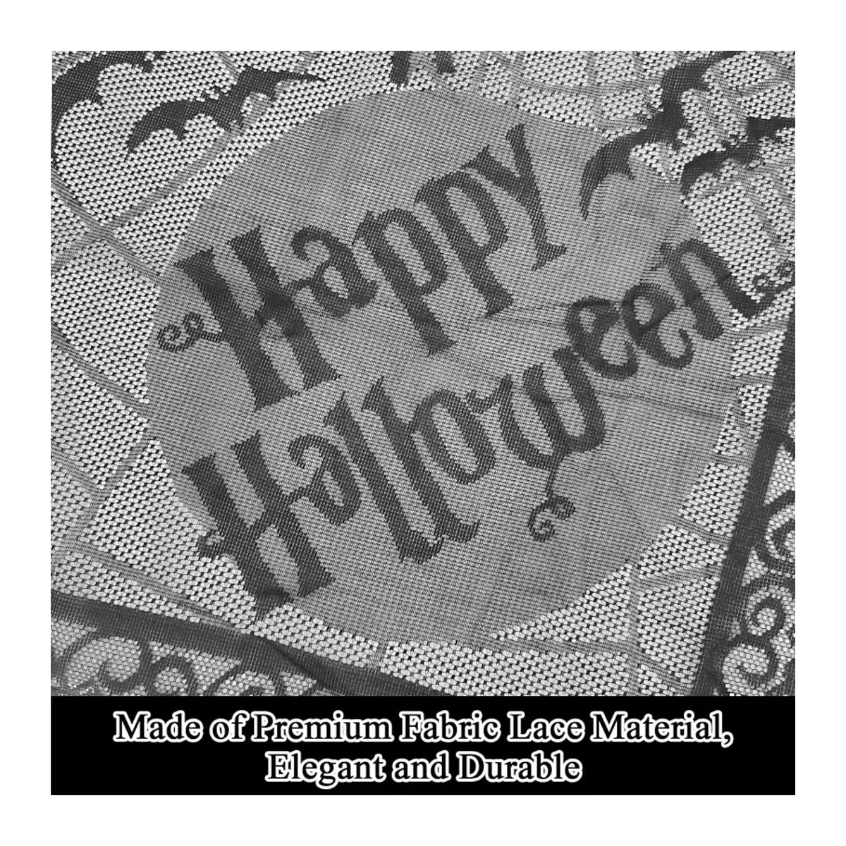 Schwarze Halloween Tischdecke aus Spitze im Spinnennetz-Design, B/B: 200 x 140 cm - Bild 5