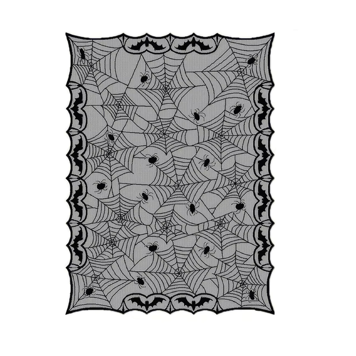 Schwarze Halloween-Tischdecke aus Spitze mit Spinnennetz-Design für deine Dekoration - Bild 2