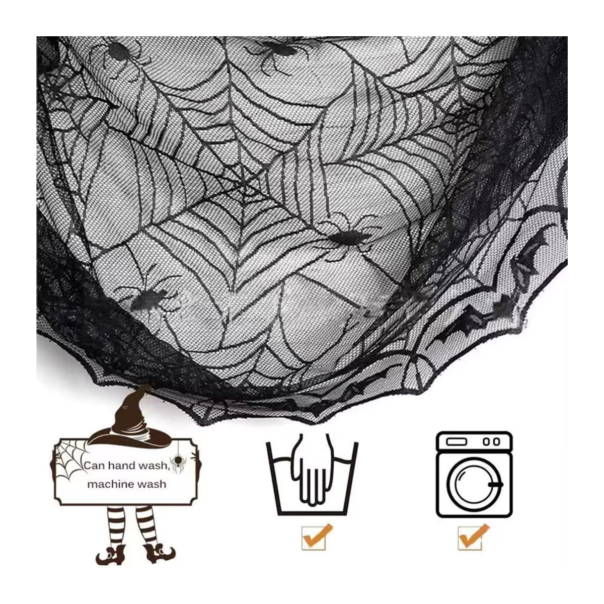 Schwarze Halloween Türvorhänge im Spinnennetz-Design aus Spitze zur Dekoration - Bild 3