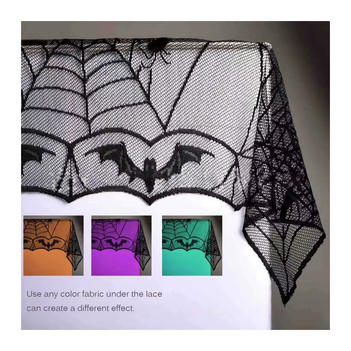 Schwarze Halloween Türvorhänge im Spinnennetz-Design aus Spitze zur Dekoration - Bild 4
