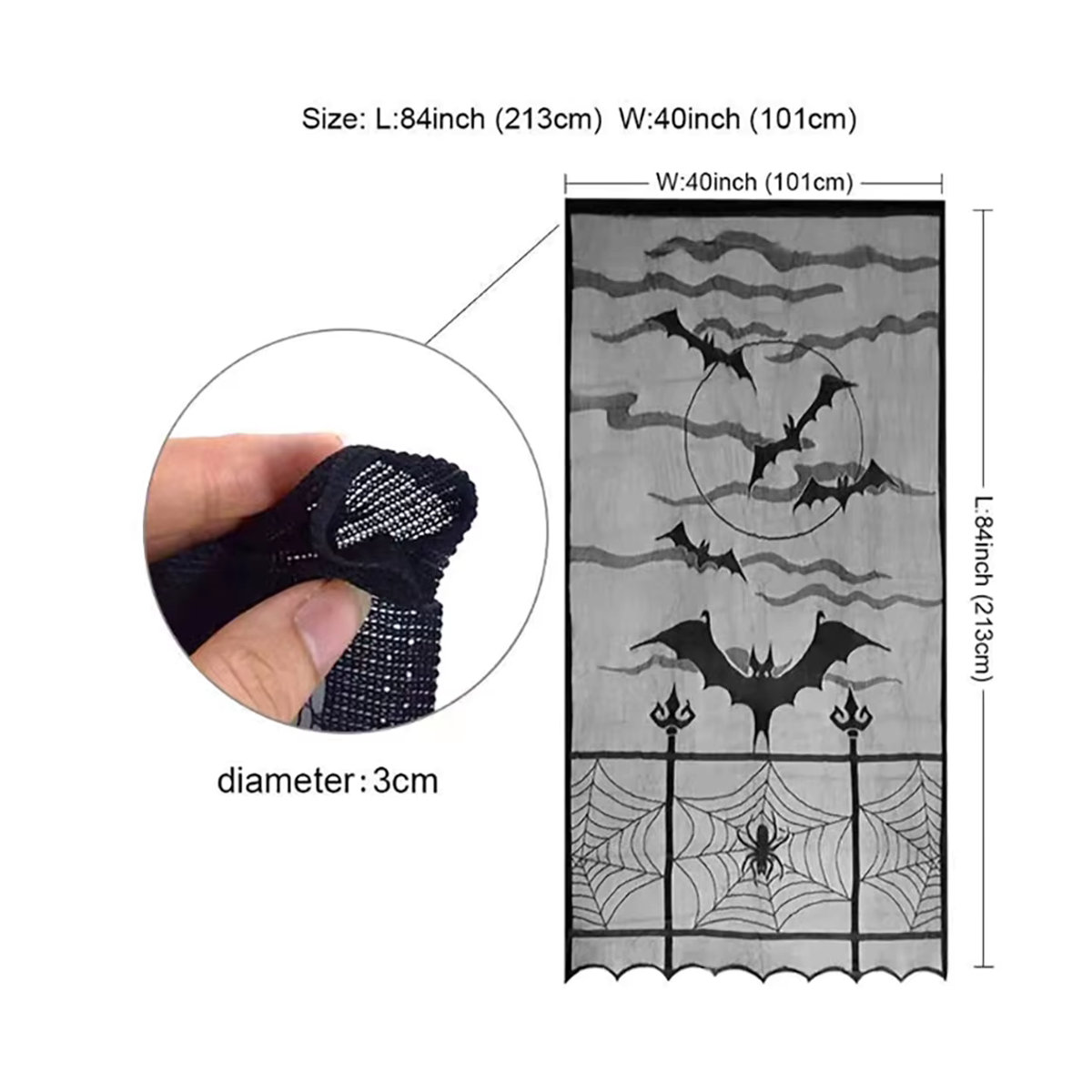 Schwarze Halloween Türvorhänge im Spinnennetz-Design aus Spitze zur Dekoration - Bild 5