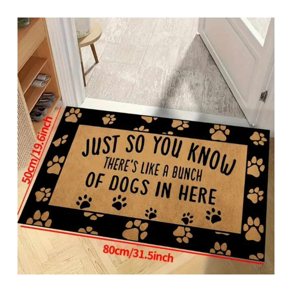 Schwarze Hundepfote Fußmatte aus Flanell für Wohnzimmer und Schlafzimmer B/T: 50 x 30 cm - Bild 1