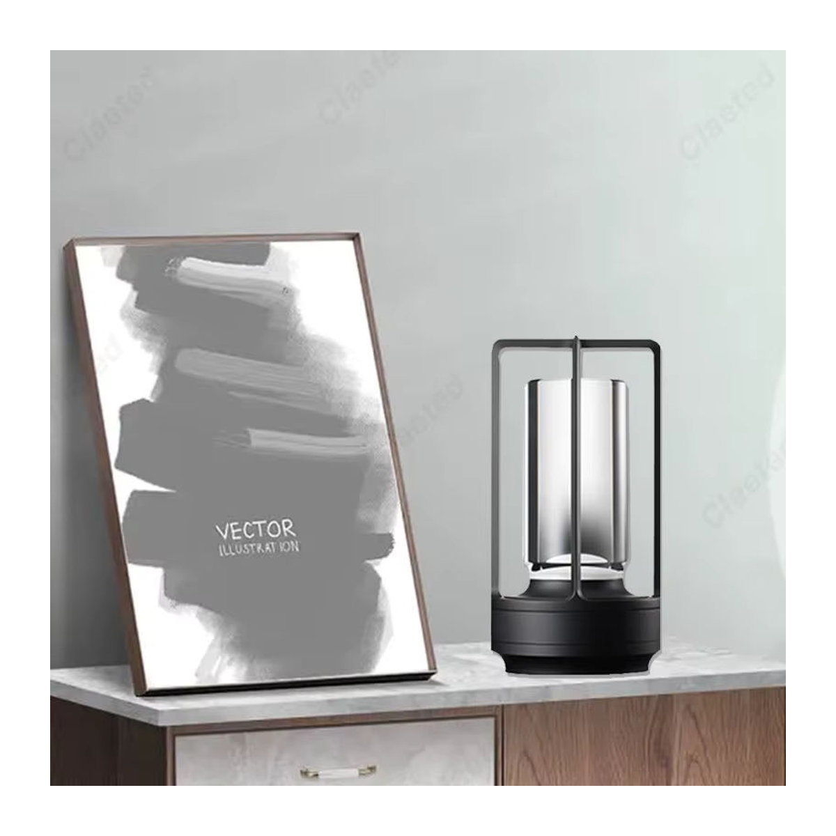 Schwarze LED Tischlampe aus Metall im Industrial Style für Camping und Restaurant - Bild 2