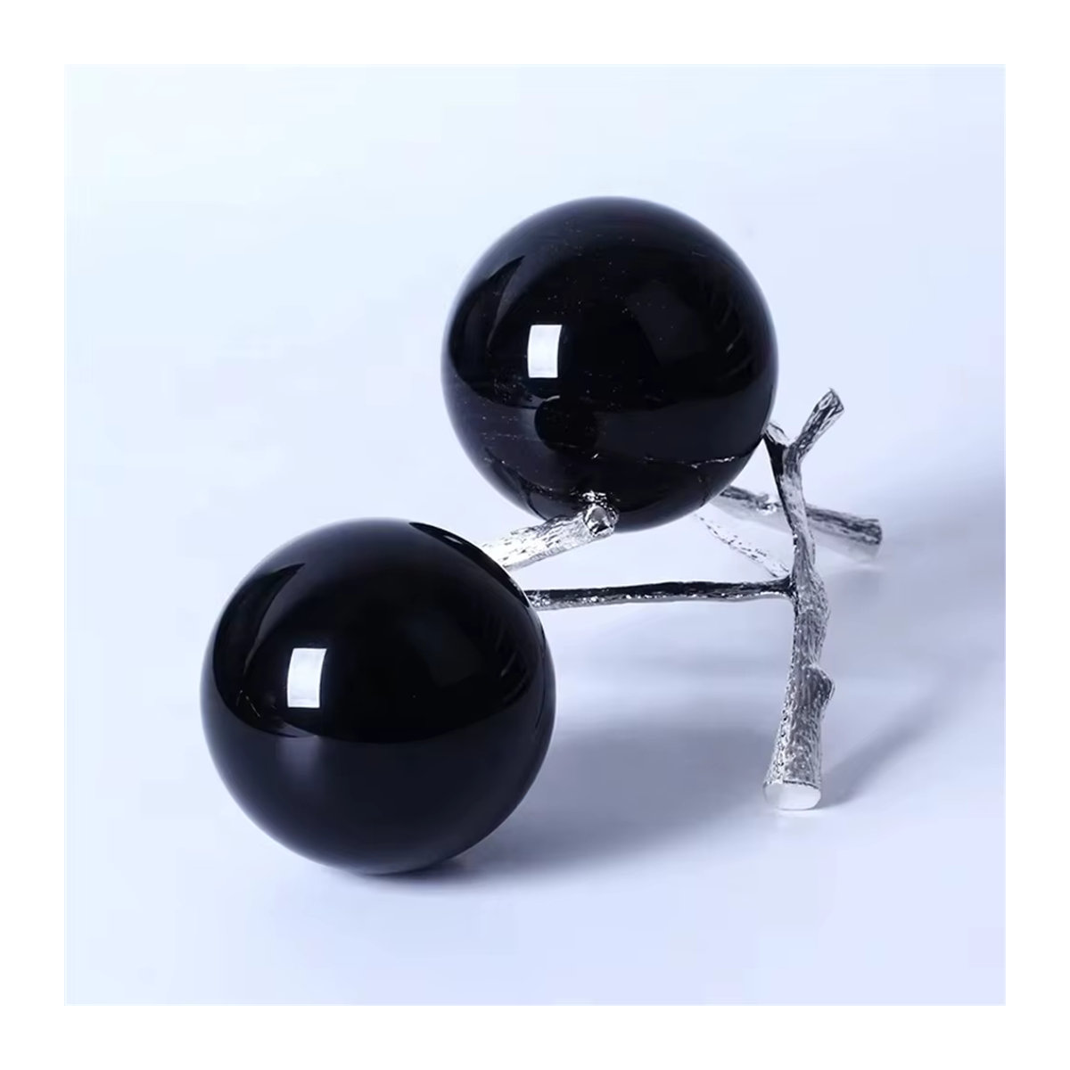 Schwarze Obsidian Heilungskristall Kugel für Reiki und Feng Shui - Bild 2