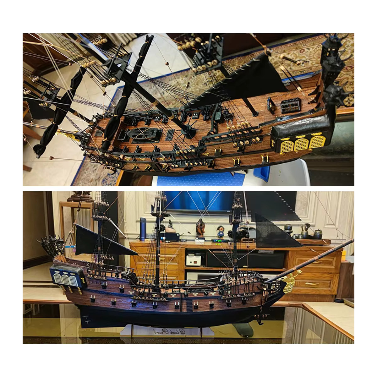 Schwarze Perle Modellschiff aus Holz als DIY Montage Set in Schwarz - Bild 6