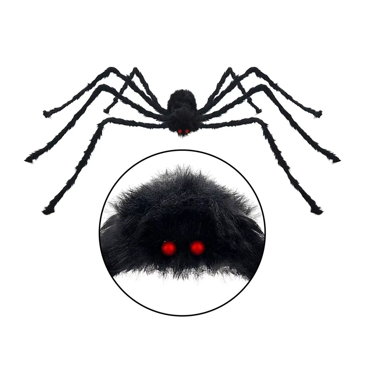 Schwarze Plüschspinne für deine Halloween Party Dekoration als Horror Requisit für Home Bar und Spukhaus - Bild 5