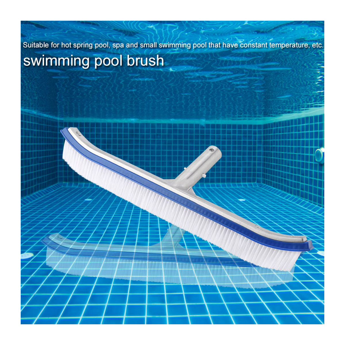 Schwimmbad Wandbürste mit Aluminiumgriff zur Reinigung von Pools, Teichen und Spas, 45 cm Breite - Bild 2