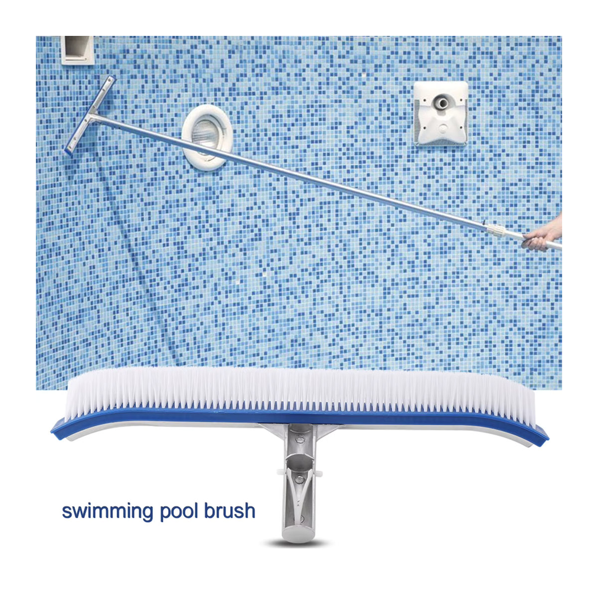 Schwimmbad Wandbürste mit Aluminiumgriff zur Reinigung von Pools, Teichen und Spas, 45 cm Breite - Bild 4