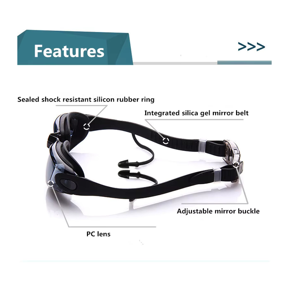 Schwimmbrille für Erwachsene mit Antibeschlag-Beschichtung, UV-Schutz und Ohrstöpseln für Männer und Frauen - Bild 3