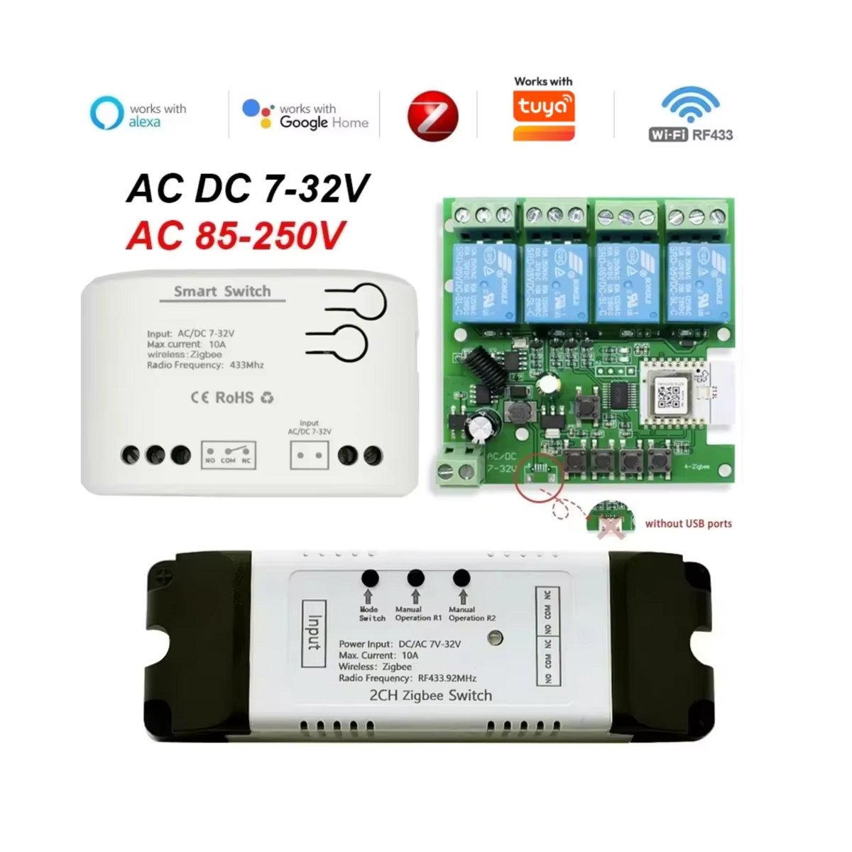 Scimagic-RC ZigBee Relais Modul für Smart Home Automation mit 433MHz Fernbedienung in Schwarz/Weiß - Bild 4