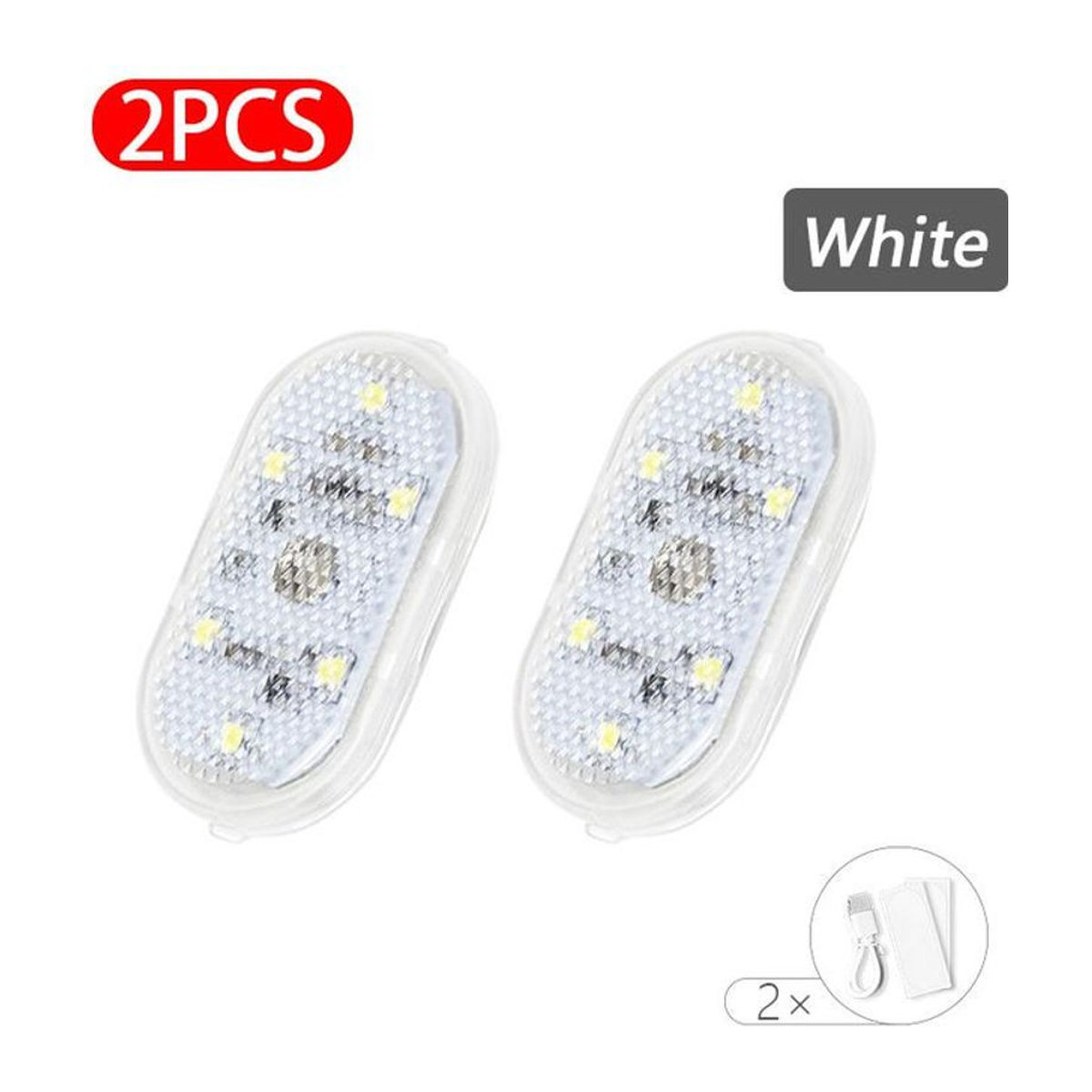 SEAMETAL Auto Mini LED Touch Schalter Licht, Tragbare Drahtlose Umgebungs- und Nachtleselampe für den Innenraum, 2 Stück, Weiß - Bild 1