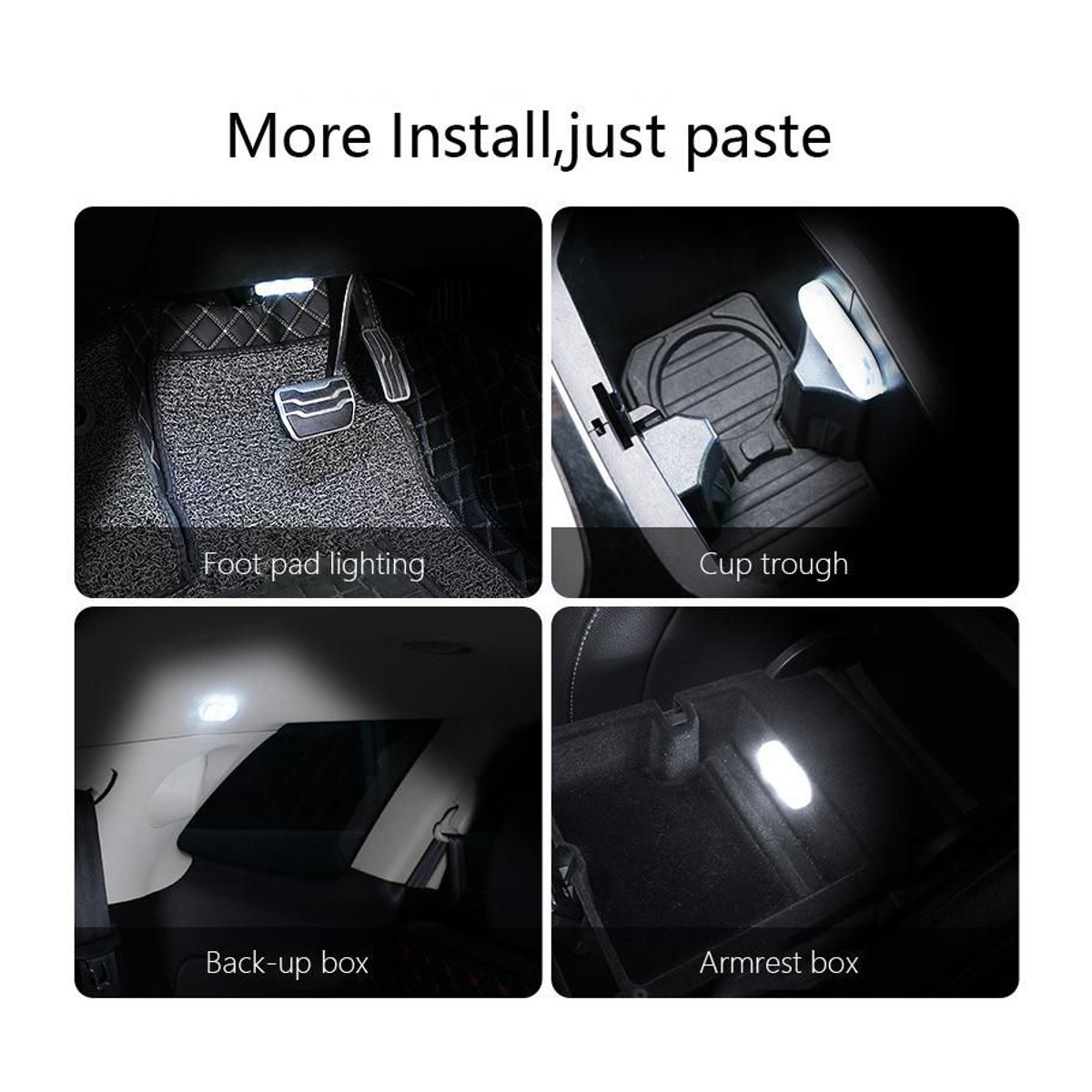 SEAMETAL Auto Mini LED Touch Schalter Licht, Tragbare Drahtlose Umgebungs- und Nachtleselampe für den Innenraum, 2 Stück, Weiß - Bild 3