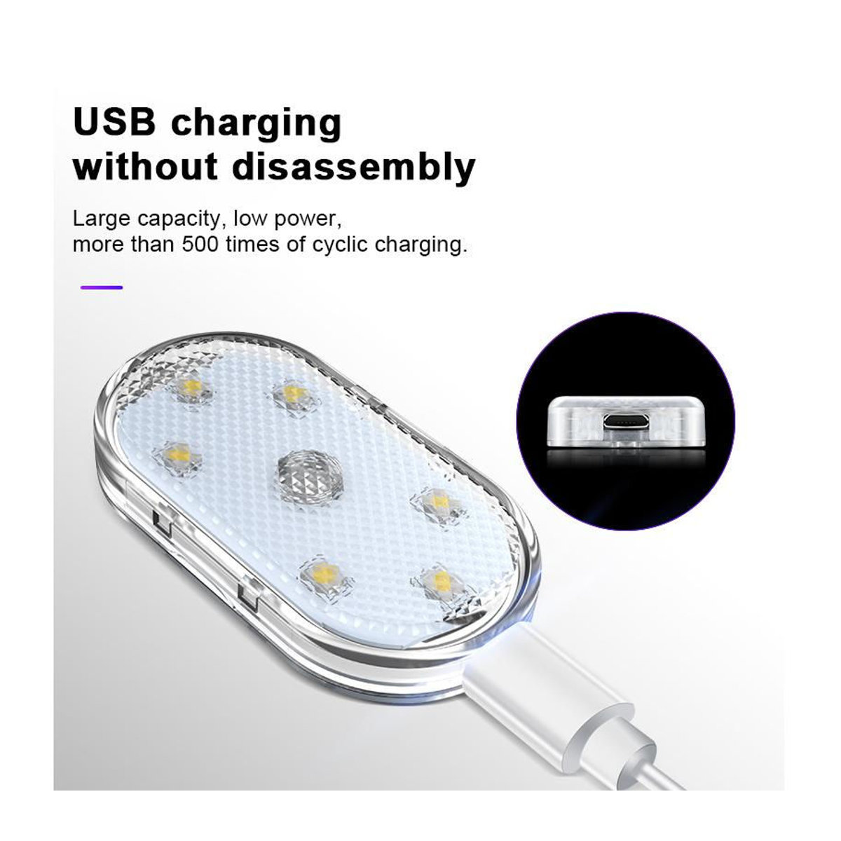 SEAMETAL Auto Mini LED Touch Schalter Licht, Tragbare Drahtlose Umgebungs- und Nachtleselampe für den Innenraum, 2 Stück, Weiß - Bild 5