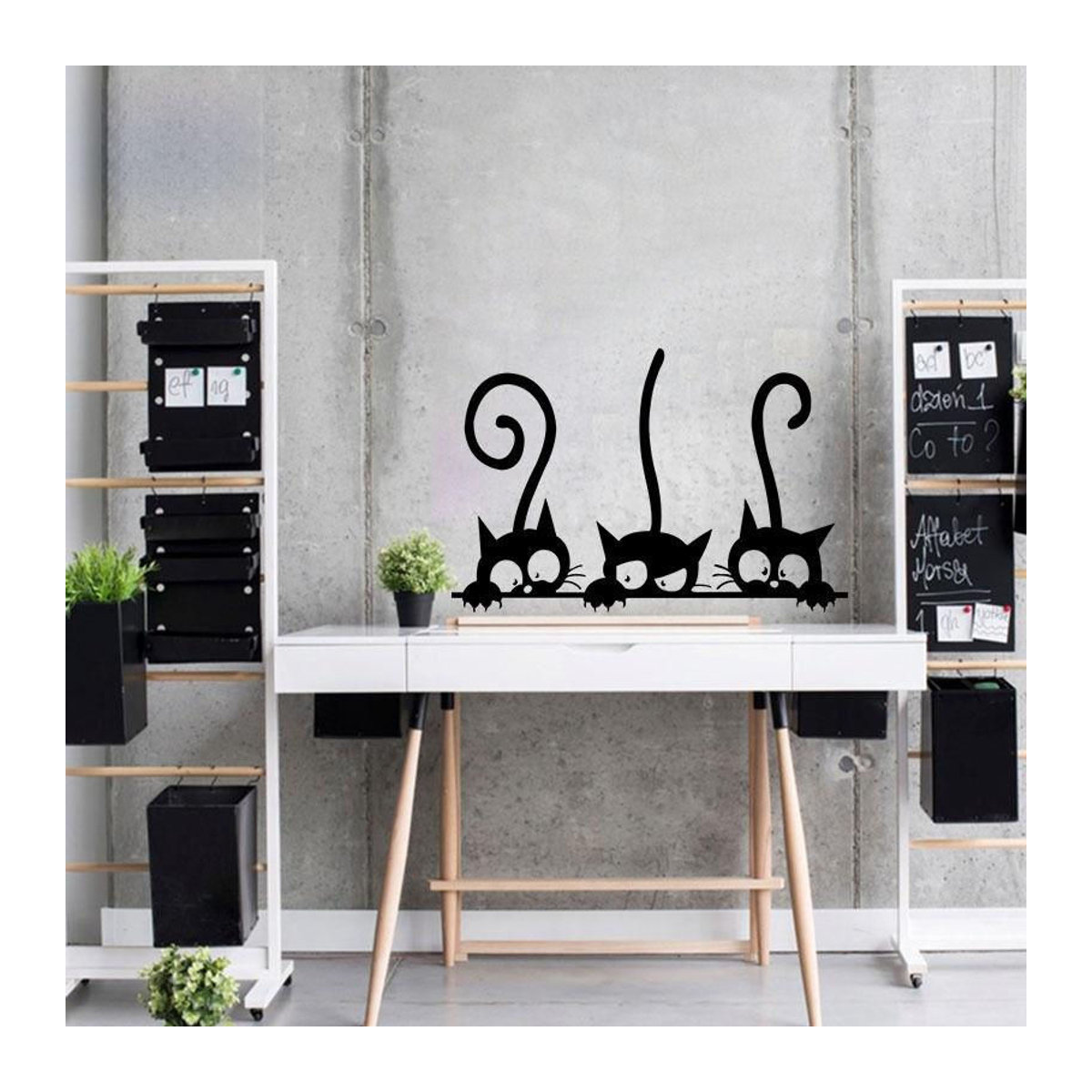 SEEQS Wandaufkleber Drei Schwarze Katzen aus PVC für moderne Wanddekoration - Bild 2