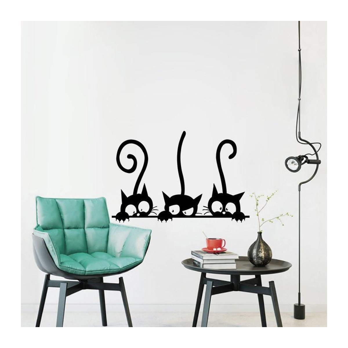 SEEQS Wandaufkleber Drei Schwarze Katzen aus PVC für moderne Wanddekoration - Bild 3