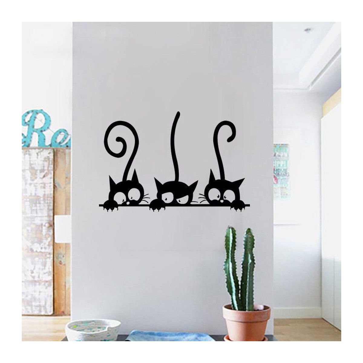 SEEQS Wandaufkleber Drei Schwarze Katzen aus PVC für moderne Wanddekoration - Bild 4