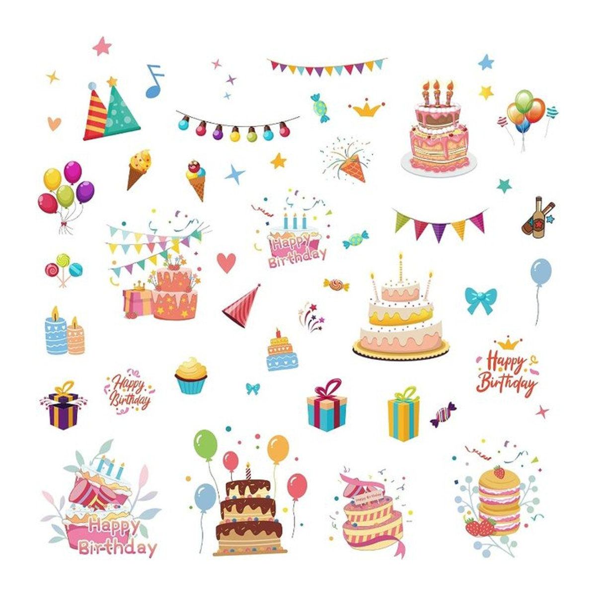 Selbstklebende Happy Birthday Wandaufkleber und Dekorationen aus wasserfestem Vinyl in Multicolor - Bild 1