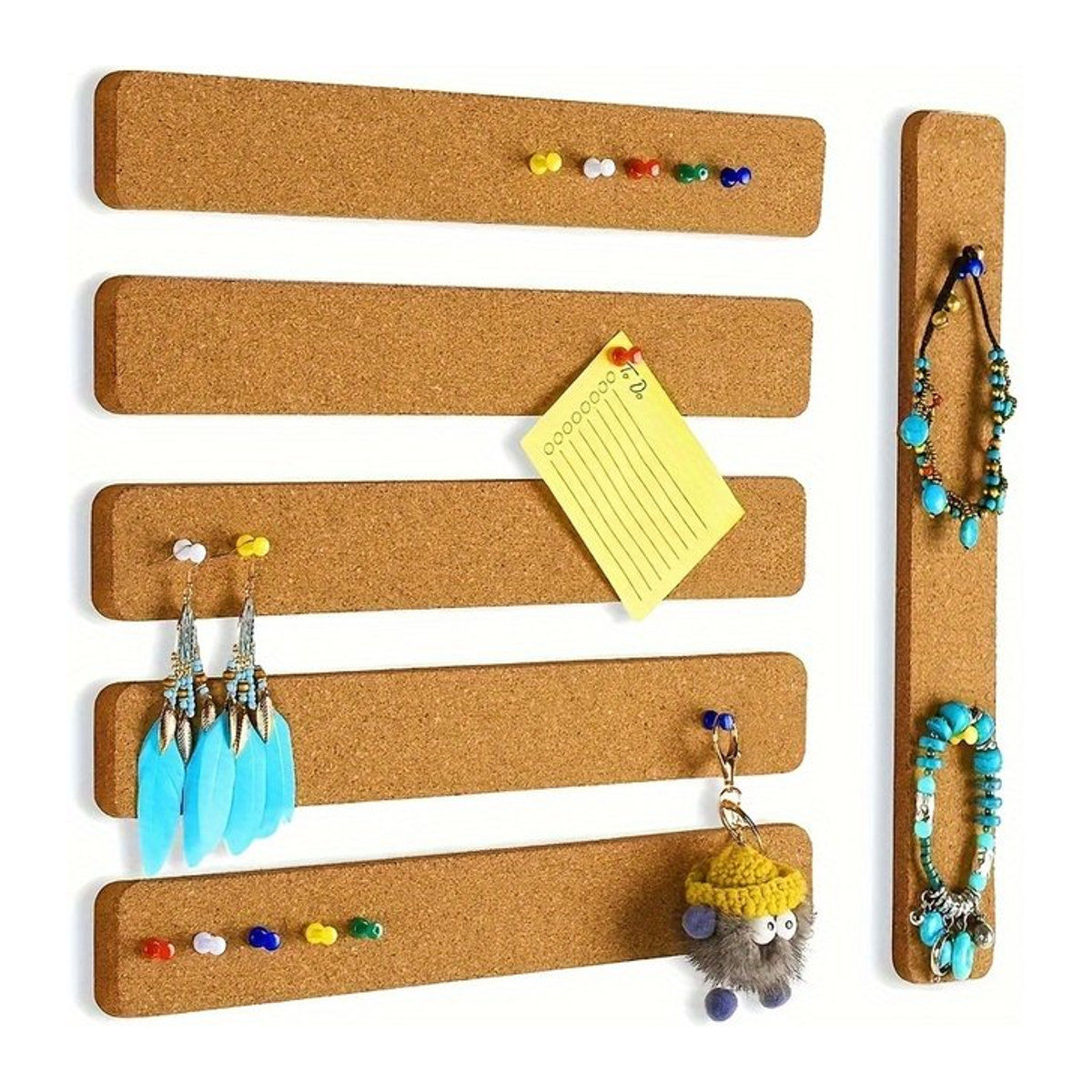 Selbstklebende Korktafelstreifen aus Kork und Holz in Braun als wandmontierte Pinnwand-Nachrichtentafel - Bild 1