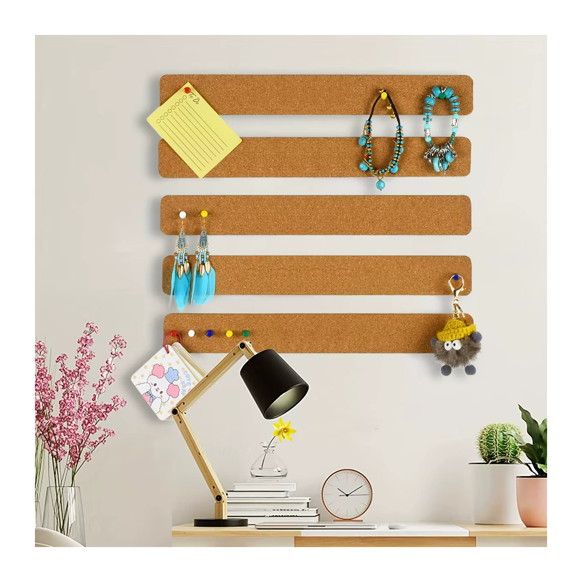 Selbstklebende Korktafelstreifen aus Kork und Holz in Braun als wandmontierte Pinnwand-Nachrichtentafel - Bild 3