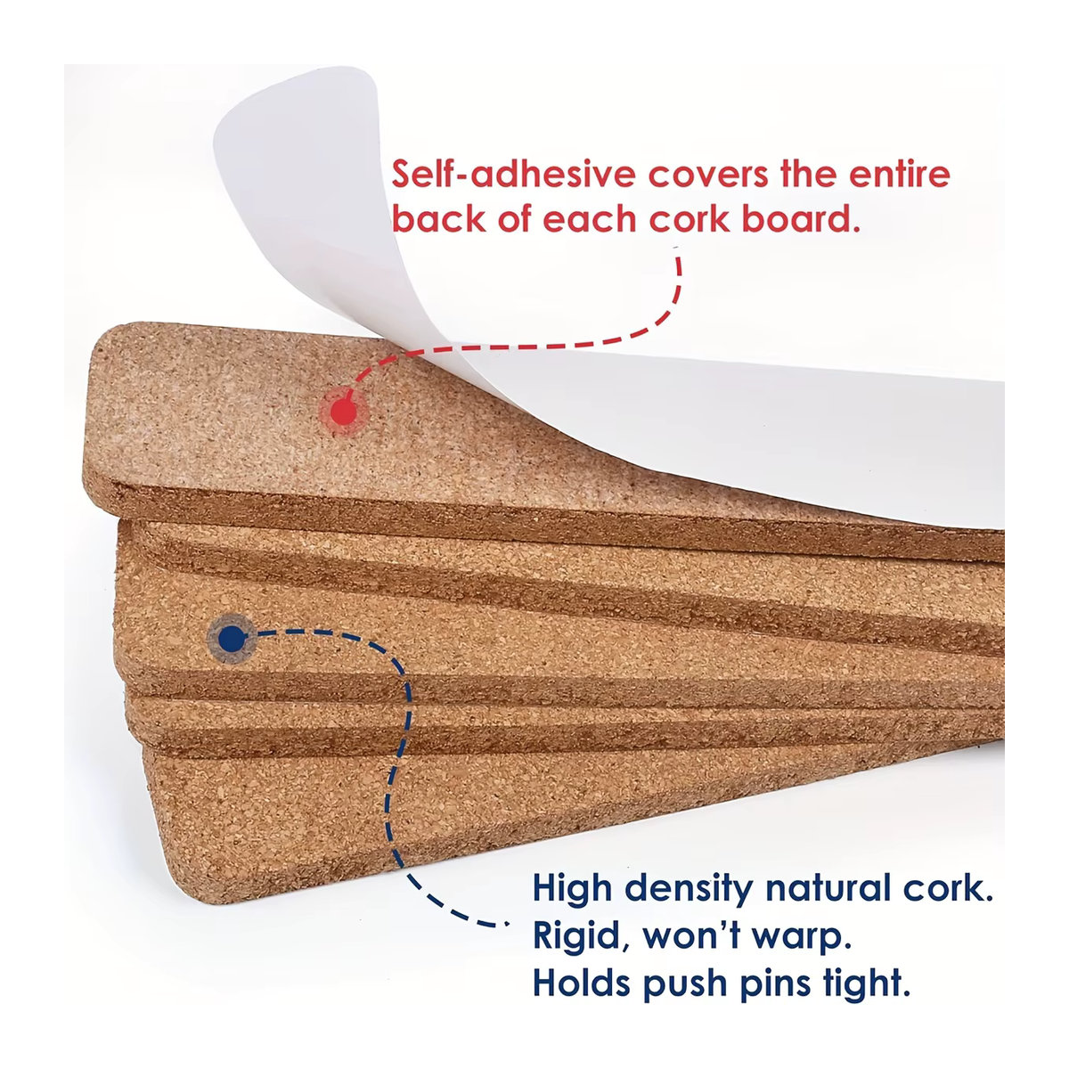Selbstklebende Korktafelstreifen aus Kork und Holz in Braun als wandmontierte Pinnwand-Nachrichtentafel - Bild 4