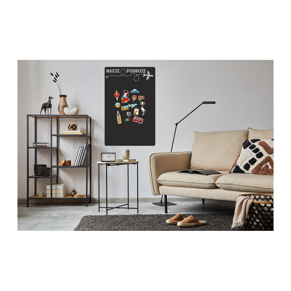 Selbstklebende Magnettafel von Reisen in Schwarz, Wandmontage, B: 45 cm, H: 70 cm - Bild 3