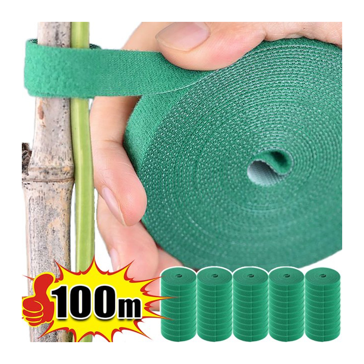 Selbstklebende Nylon-Kabelbinder für Pflanzen in Grün, wiederverwendbare Gartenschnur mit Hakenschlaufen zur Pflanzenunterstützung - Bild 1