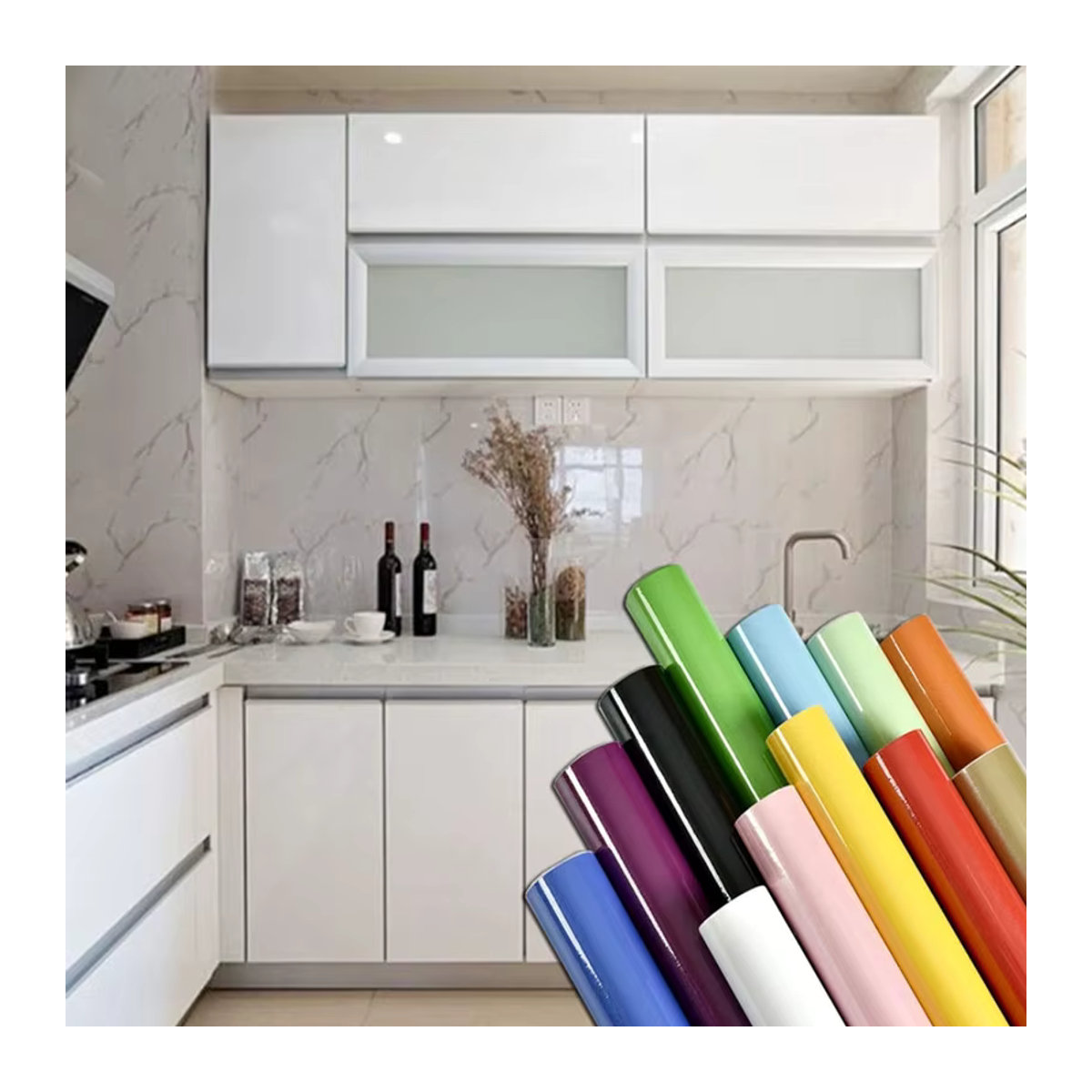 Selbstklebende PVC-Möbelfolie in Perlmutt von ctzsoop, ölbeständige Renovierungstapete für Schrank und Küche, Breite: 40 cm - Bild 2
