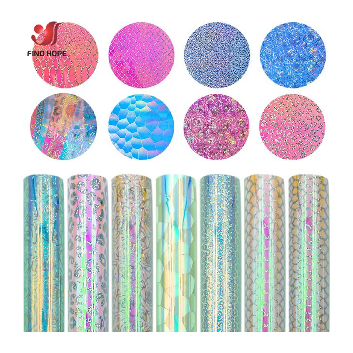 Selbstklebende Vinyl Aufkleber in Opal Gradient und Checkered Rainbow Multicolor für DIY Fenster und Dekorationen - Bild 1