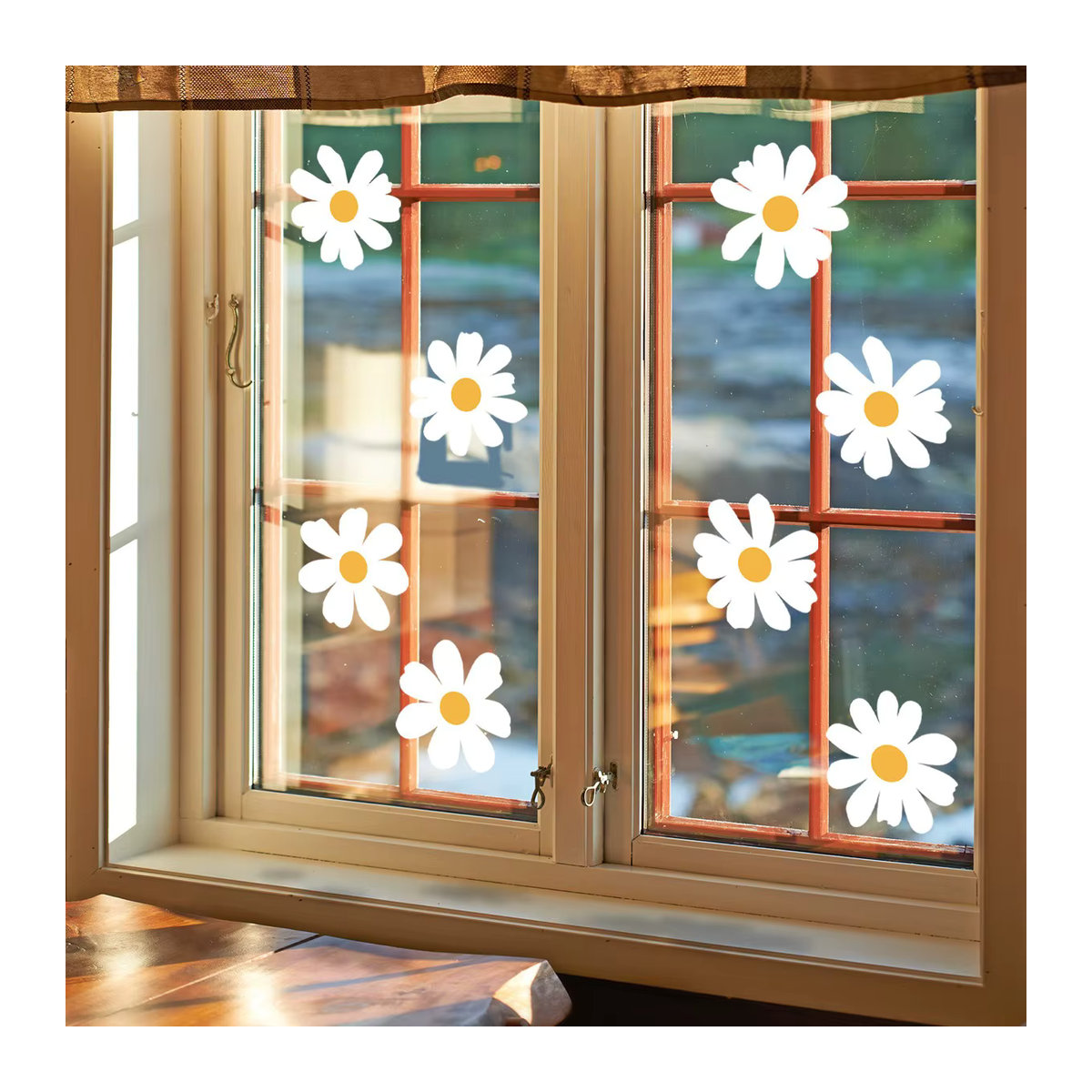 Selbstklebende Wandaufkleber mit weißem Gänseblümchen-Design für Fenster und Glas, florale DIY Dekoration, B/H: 30 x 30 cm - Bild 2