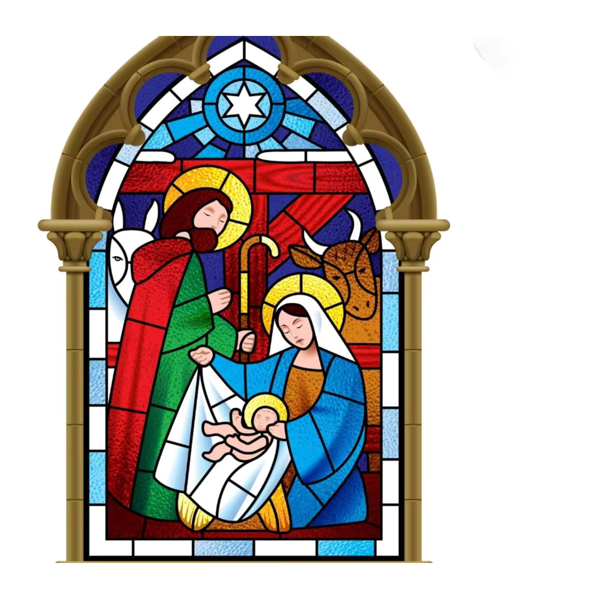 Selbstklebender Fenster Aufkleber Krippe Muster in Multicolor aus Vinyl für Wohnzimmer und Schlafzimmer, B/H: 39,0 x 39,0 cm - Bild 2