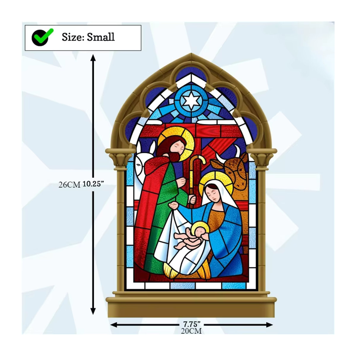 Selbstklebender Fenster Aufkleber Krippe Muster in Multicolor aus Vinyl für Wohnzimmer und Schlafzimmer, B/H: 39,0 x 39,0 cm - Bild 3