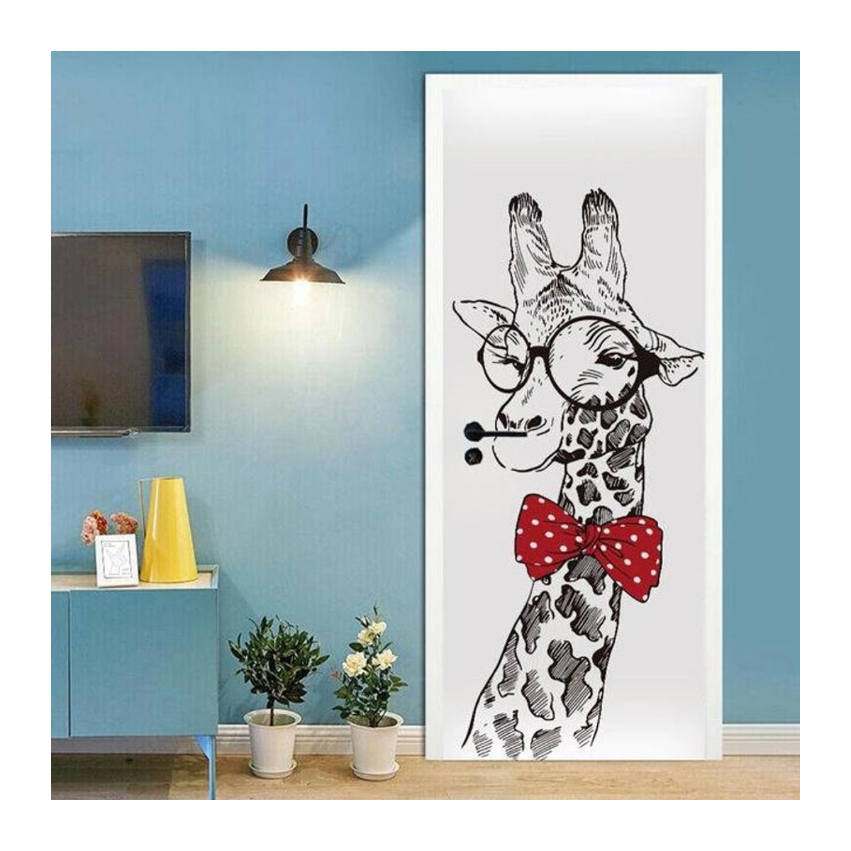 Selbstklebender Landschafts-Türaufkleber von Sticker House mit 3D-Effekt und Tierprint in Mehrfarbig, moderne Wandgestaltung für Türen und Bibliotheken, Modell ZMT-413 - Bild 1