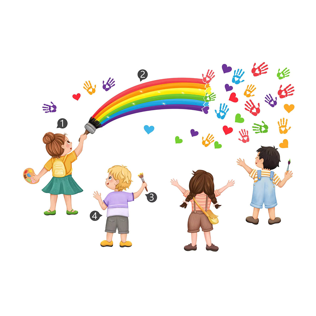 Selbstklebender Regenbogen Wandaufkleber im Cartoon-Design für Klassenzimmer und Schlafzimmer, Multicolor - Bild 2